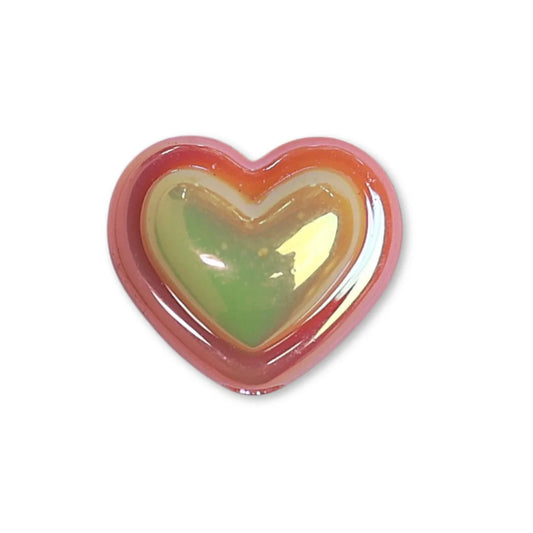 Acrylic | 15x12 mm | Glossy Iridescent Gradient Heart Bead