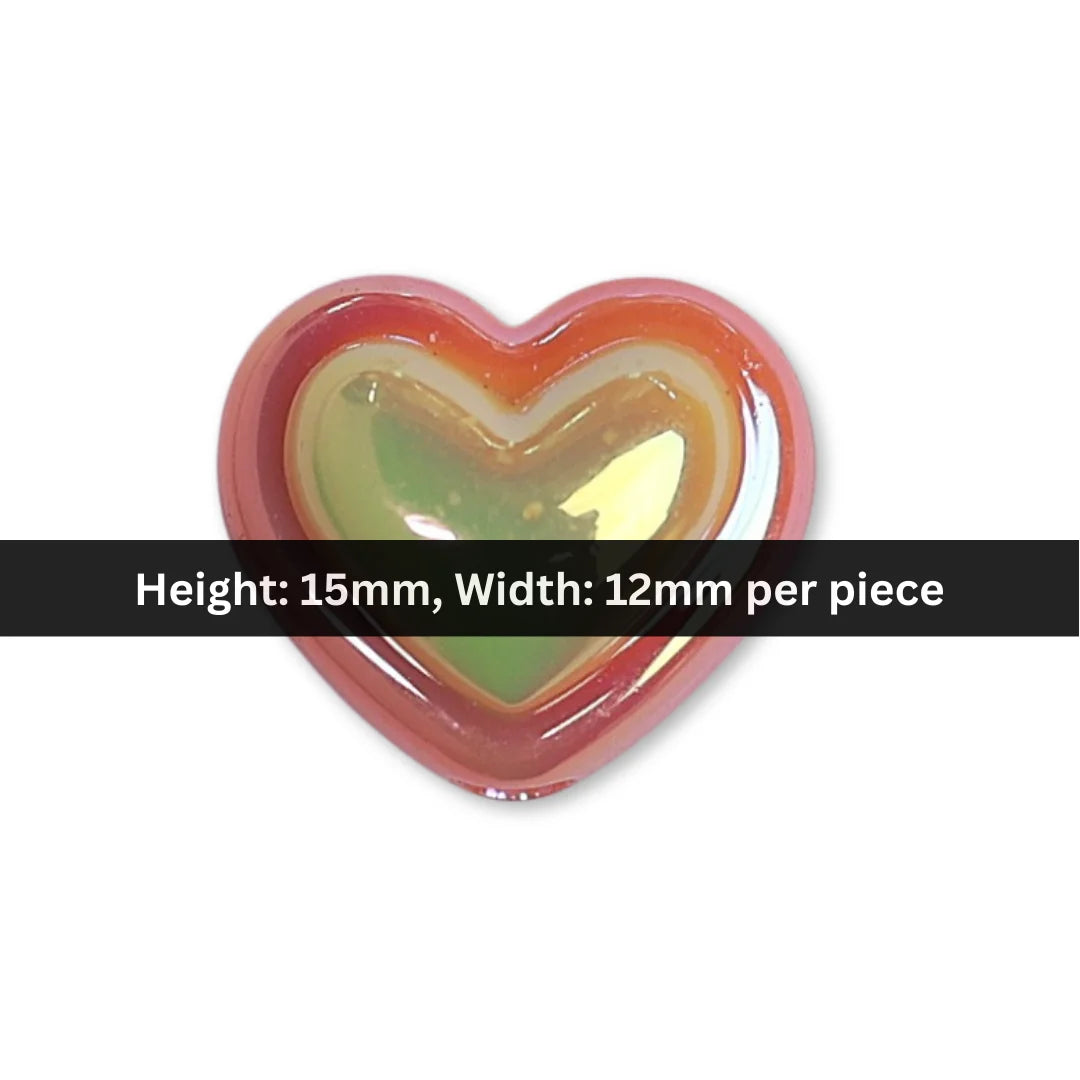 Acrylic | 15x12 mm | Glossy Iridescent Gradient Heart Bead