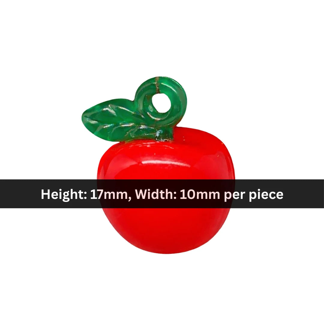 Acrylic | 17x10 mm | Glossy Red Apple Charm