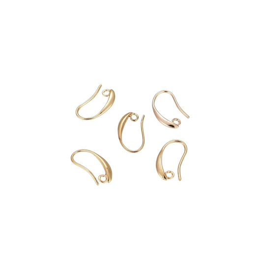 Stainless Steel | Pair of Gold Plated Earring Hooks | 20x10 mm