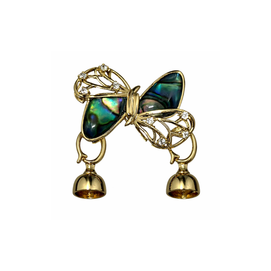 Stainless Steel | 25x25 mm | Green Emerald Butterfly Charm