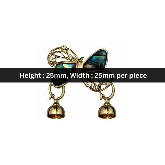 Stainless Steel | 25x25 mm | Green Emerald Butterfly Charm