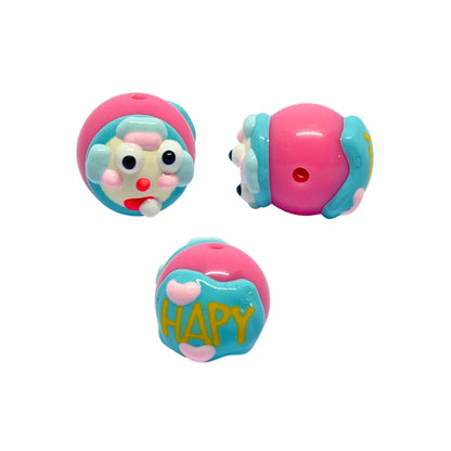 Happy Face Pastel Cartoon Bead | 15mm