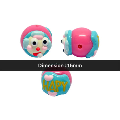 Happy Face Pastel Cartoon Bead | 15mm