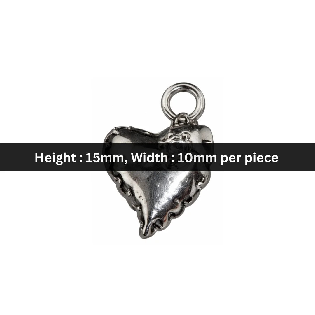 Stainless Steel | 15x10 mm | Heart Charm Style - 02