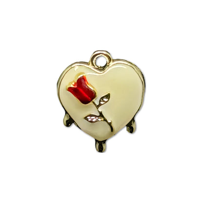 Stainless Steel | 20x18 mm | Heart Rose Charm