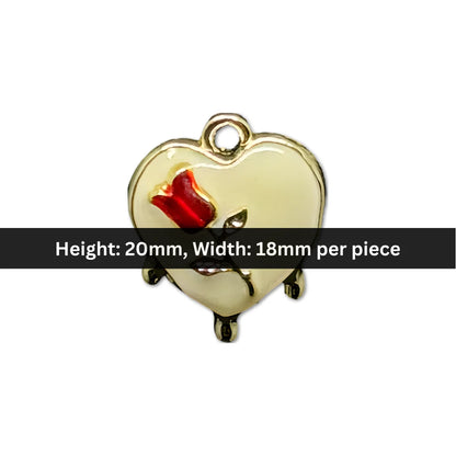 Stainless Steel | 20x18 mm | Heart Rose Charm