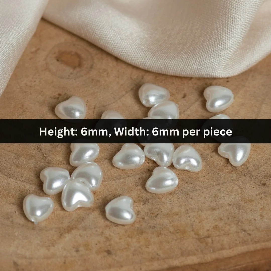 Acrylic | 6x6 mm | Heart Shape Pearl Beads - Style 01
