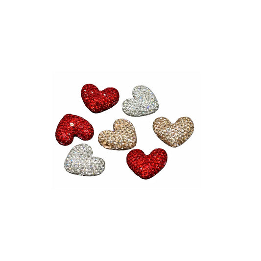 Alloy Metal | 15x10 mm | Heart With Stone Beads