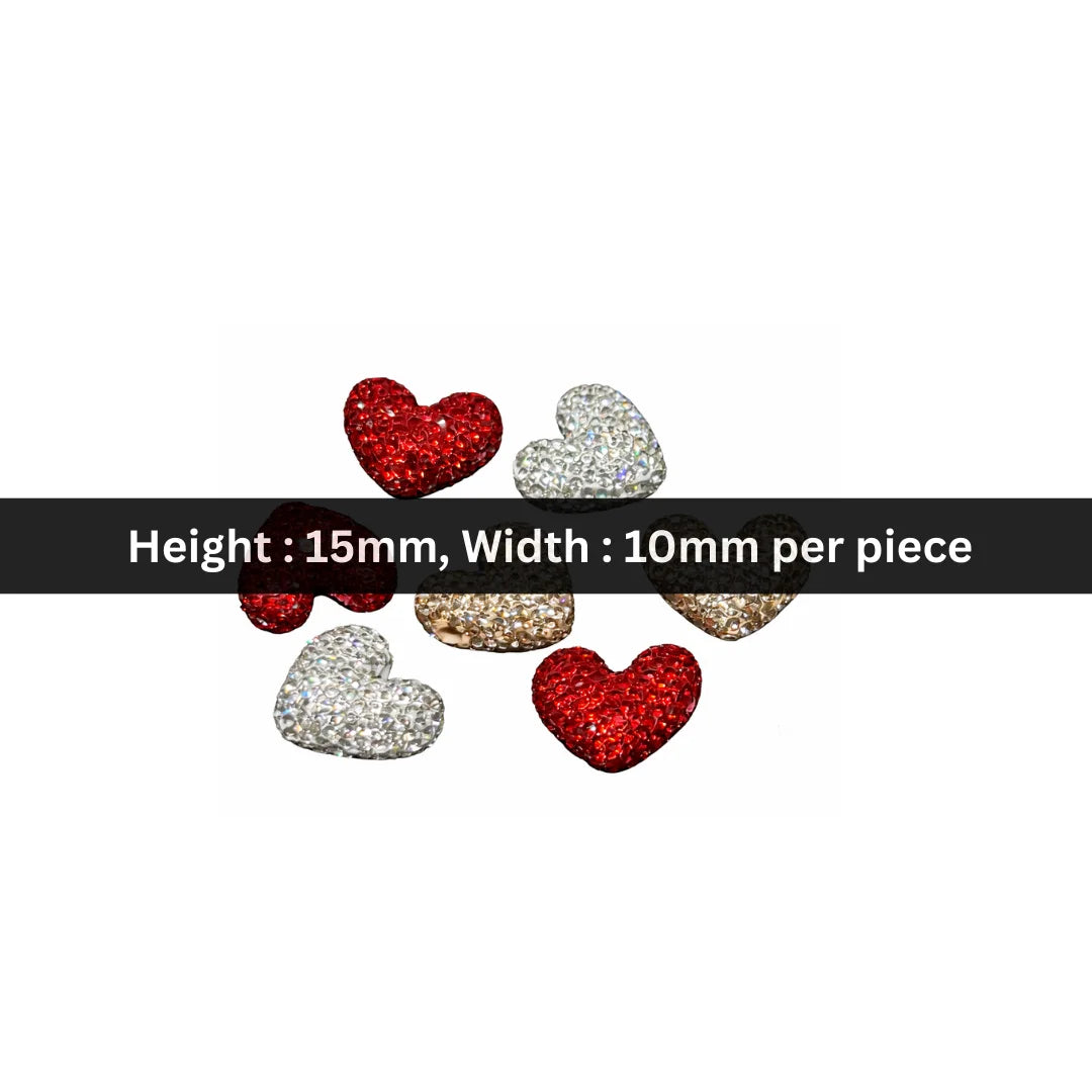 Alloy Metal | 15x10 mm | Heart With Stone Beads