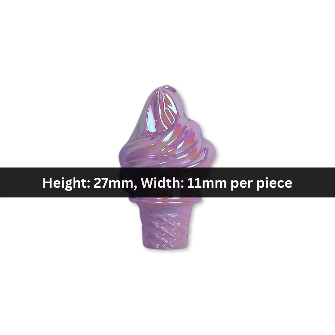 Acrylic | 27x11 mm | Iridescent Ice Cream Cone Charm
