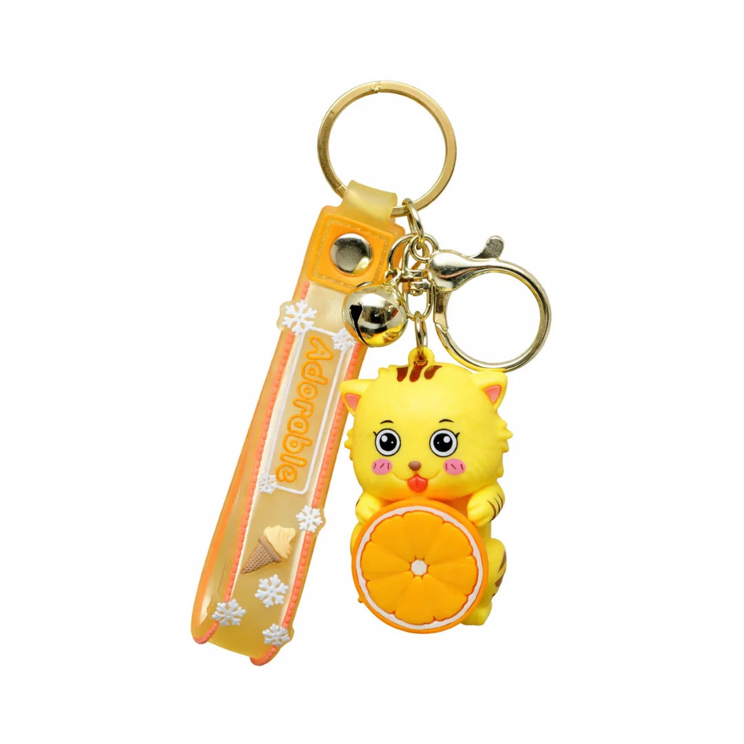 Orange Cat Charm Keychain