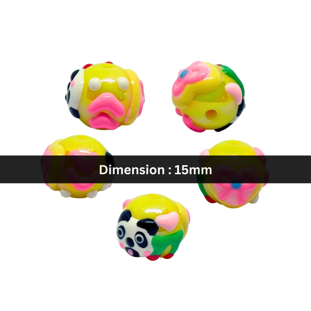 Panda Multicolor Cartoon Bead | 15mm