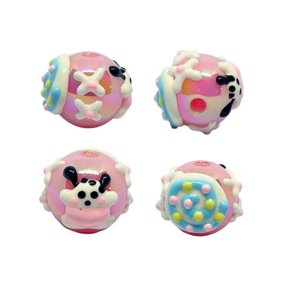 Pink Evil Eye Heart Dot Bead | 15mm