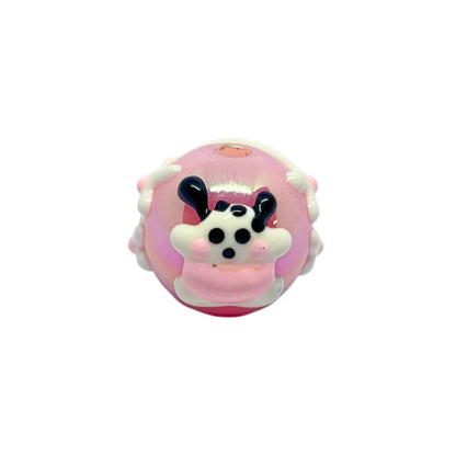 Pink Evil Eye Heart Dot Bead | 15mm