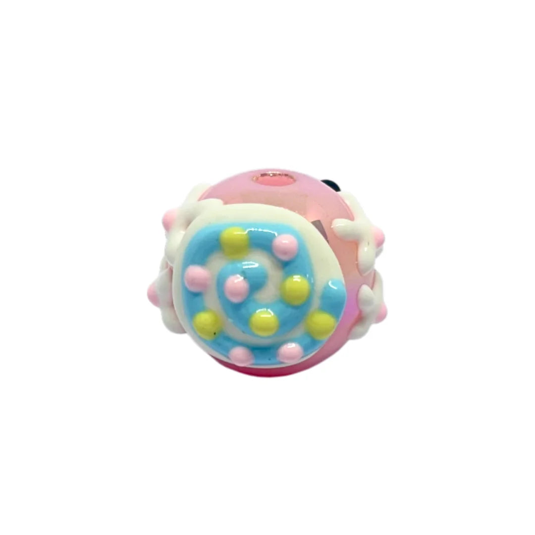 Pink Evil Eye Heart Dot Bead | 15mm