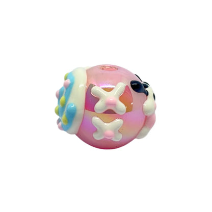 Pink Evil Eye Heart Dot Bead | 15mm
