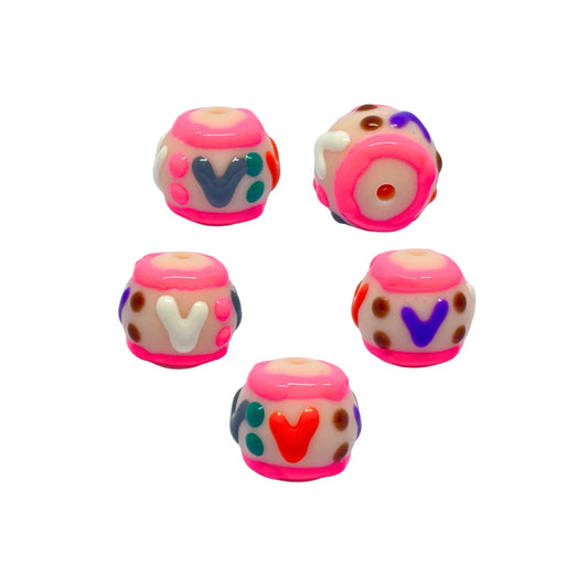 Pink Heart-V Bead | 15mm