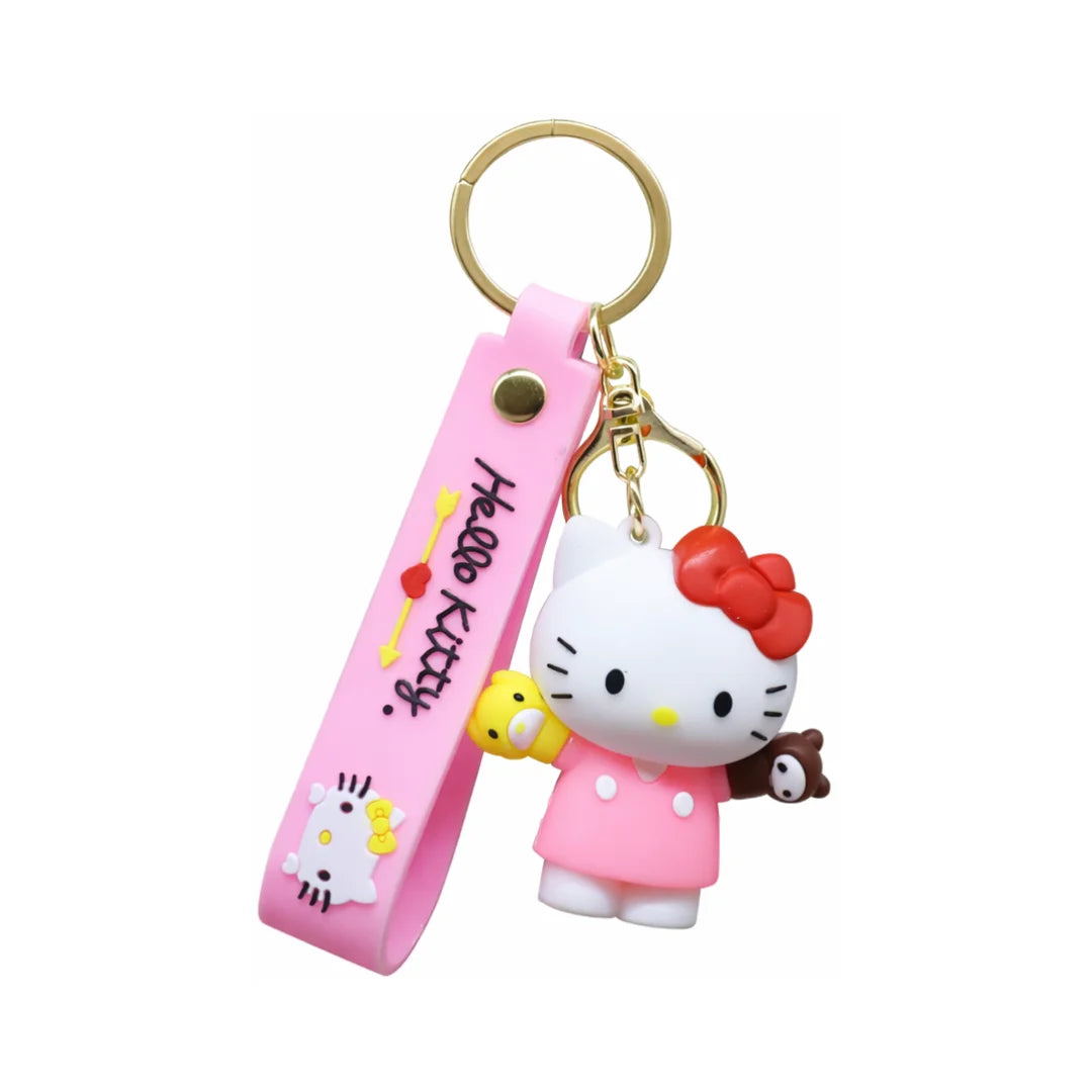 Pink Kitty Charm Keychain