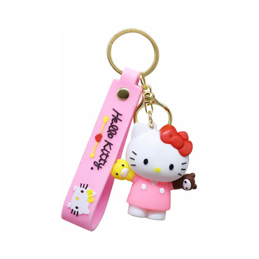 Pink Kitty Charm Keychain