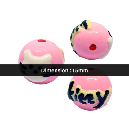 Pink Kitty Round Bead | 15mm