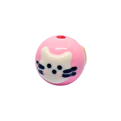 Pink Kitty Round Bead | 15mm