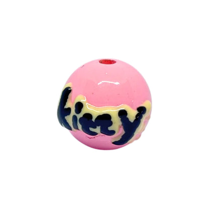 Pink Kitty Round Bead | 15mm