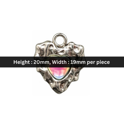 Stainless Steel | 20x19 mm | Pink Stone With Heart Shaped Charm