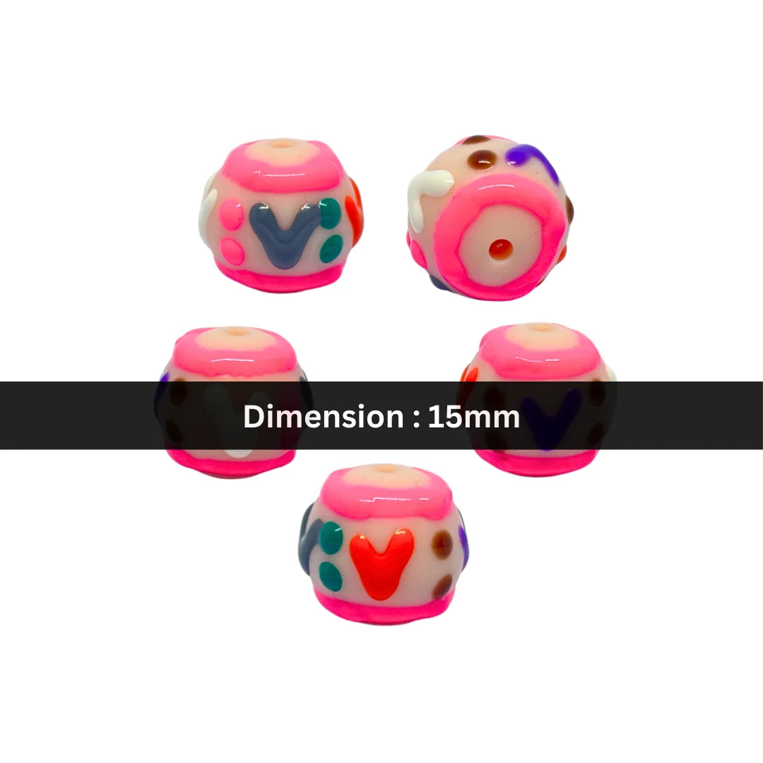 Pink Heart-V Bead | 15mm