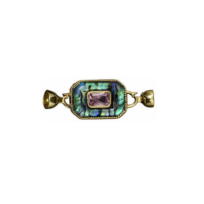 Stainless Steel 40x15 mm | Gold Plated | Rainbow Crystal Charm