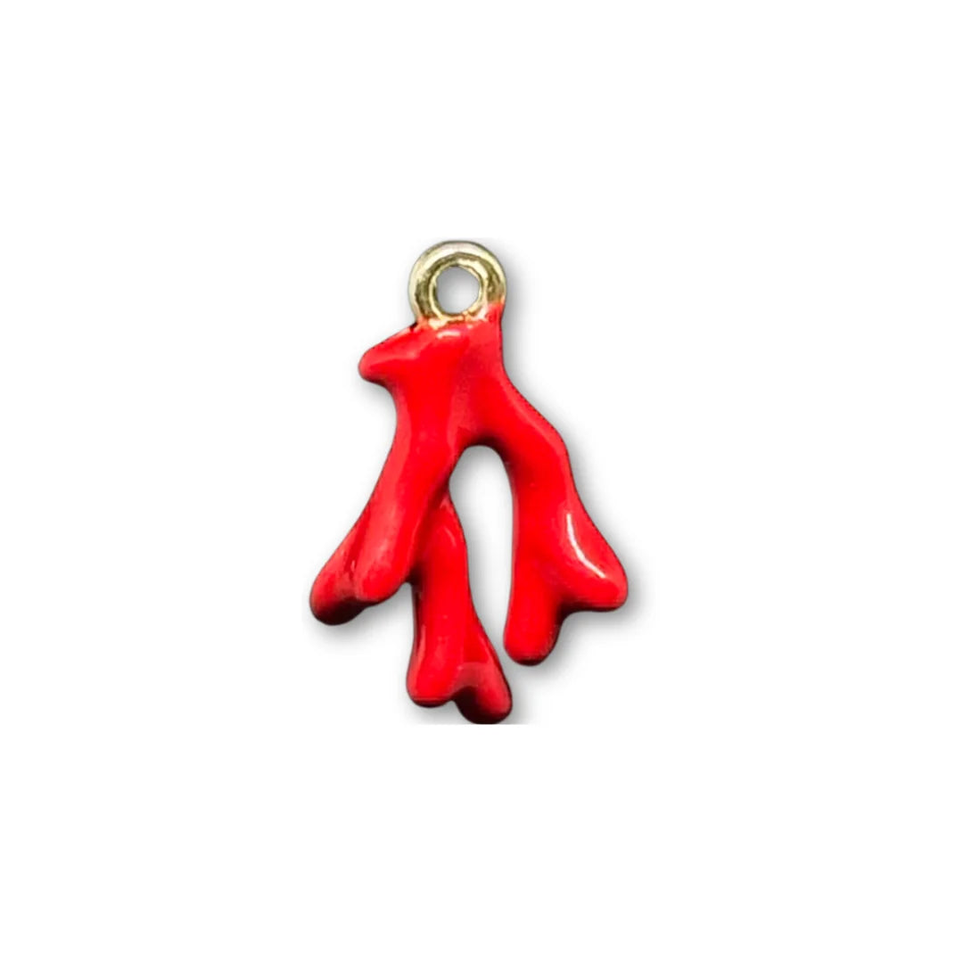 Stainless Steel  | 17x10 mm | Red Coral Charm