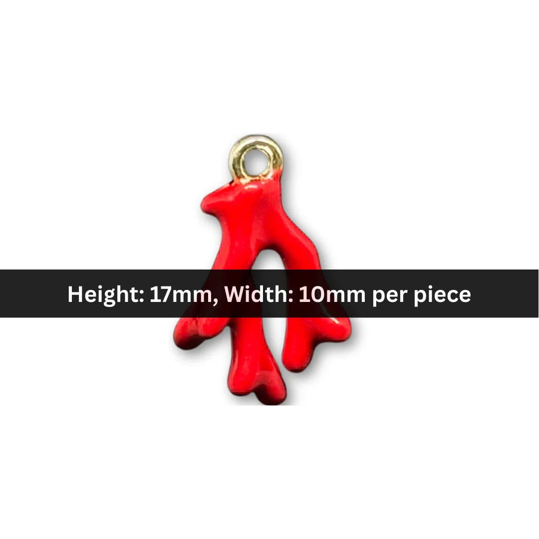 Stainless Steel  | 17x10 mm | Red Coral Charm