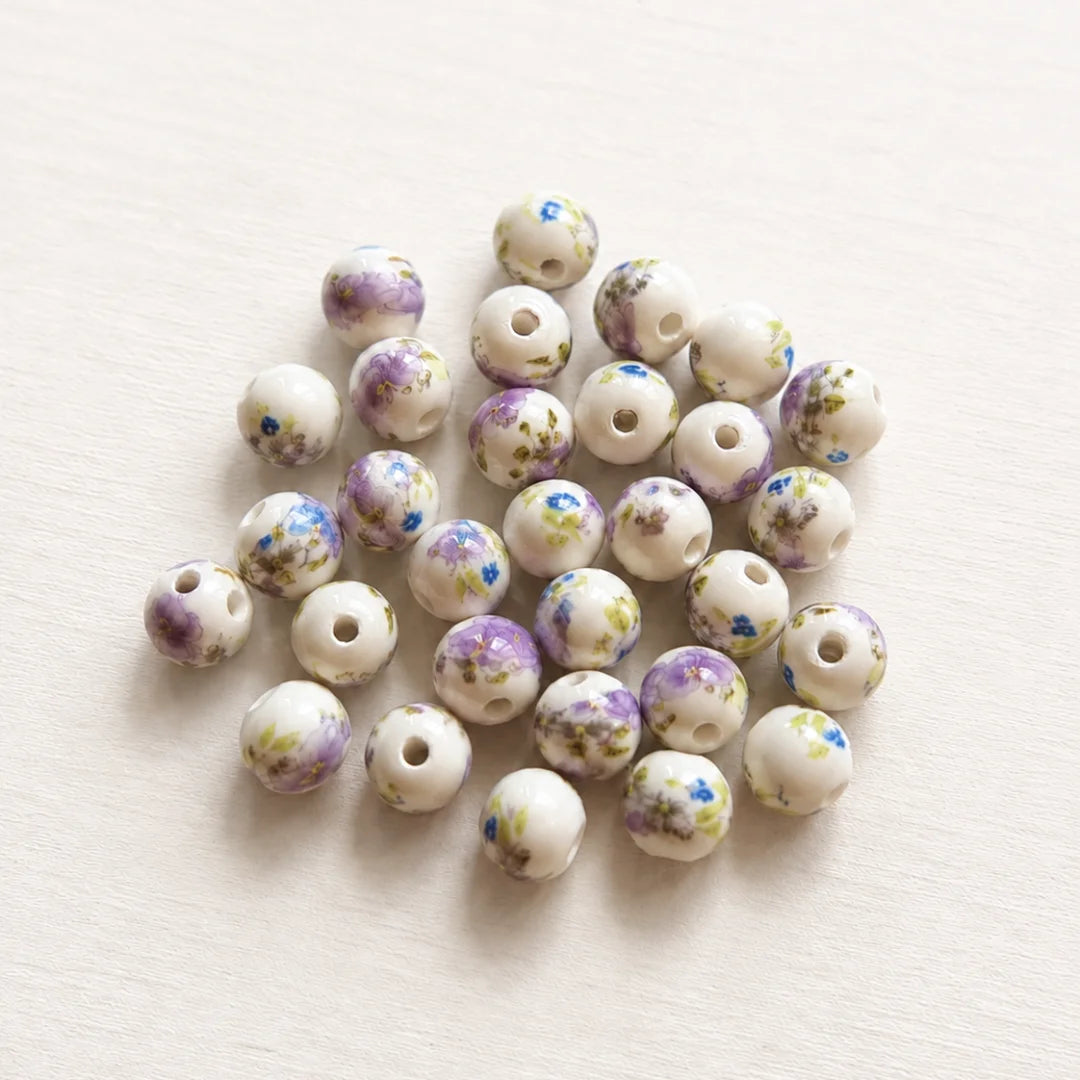 Round Shaped Lavender Ceramic Beads