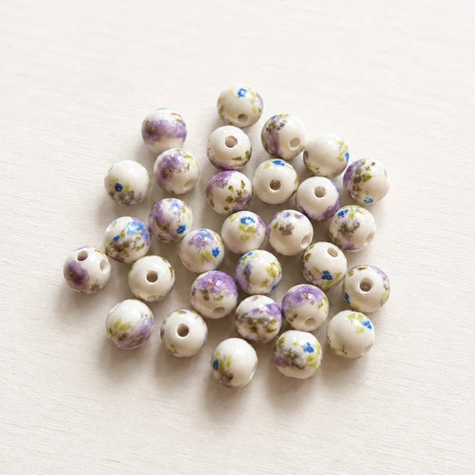Round Shaped Lavender Ceramic Beads