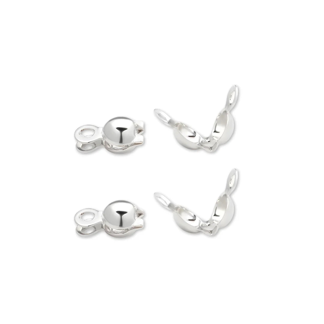 Stainless Steel | Silver - Clamshell Fold - Over Bead Covers | 7x6 mm