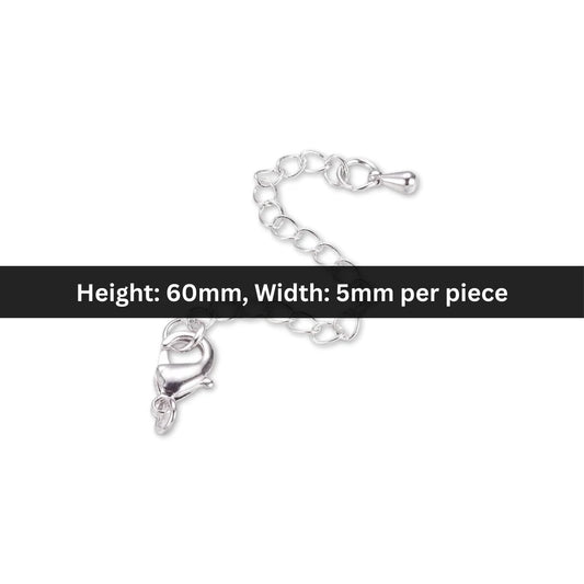 Stainless Steel | Silver Plated Extension with Hook | 60x5 mm