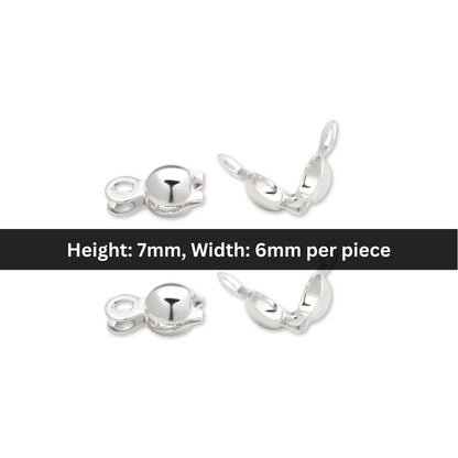 Stainless Steel | Silver - Clamshell Fold - Over Bead Covers | 7x6 mm