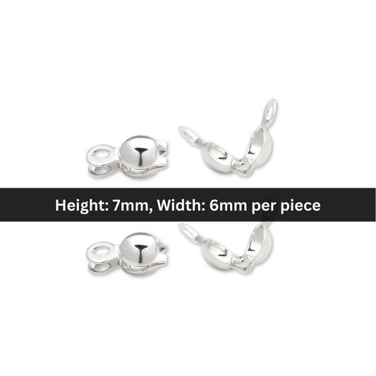 Stainless Steel | Silver - Clamshell Fold - Over Bead Covers | 7x6 mm