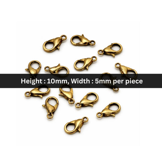 Stainless Steel | 10x5 mm | Antique Gold Lobster Hook