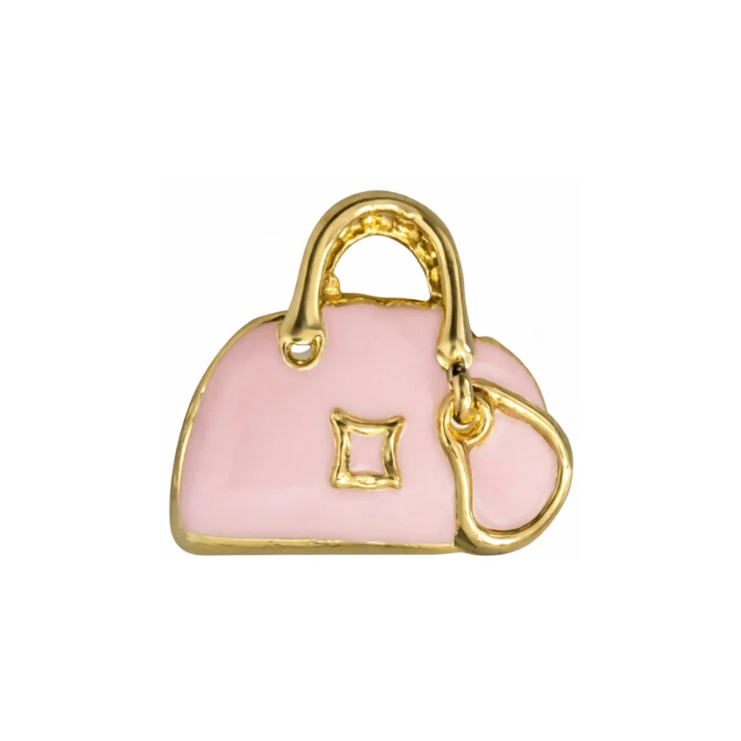 Stainless Steel | 12x12 mm | Pink Colour Mini Hand Bag Charm