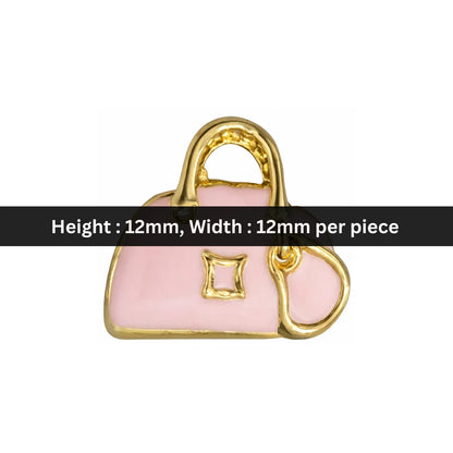 Stainless Steel | 12x12 mm | Pink Colour Mini Hand Bag Charm
