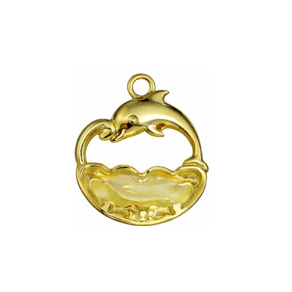 Stainless Steel | 16x15 mm | Yellow Dolphin Charm Style -01