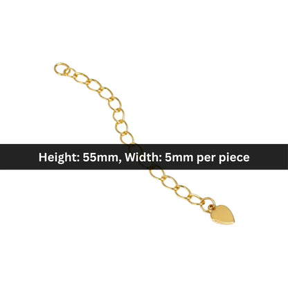 Stainless Steel | 55x5 mm | Heart Extender Chain Style - 01