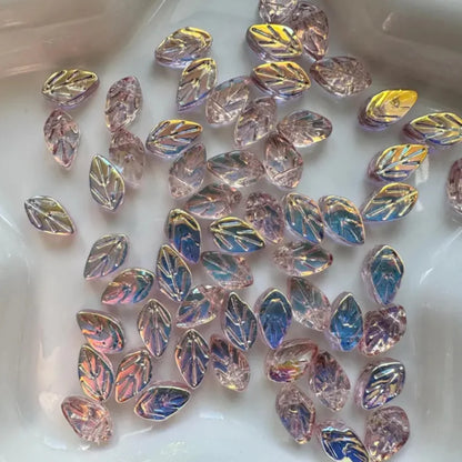 AB Glass Leaf Beads
