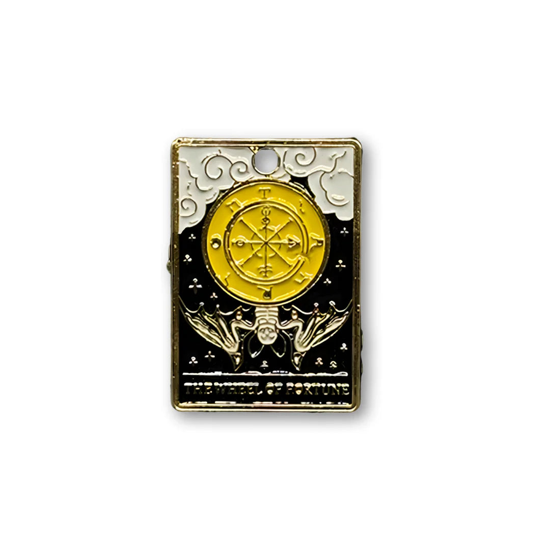 Stainless Steel | 30x20 mm | The Wheel of Fortune – Tarot Enamel Charm