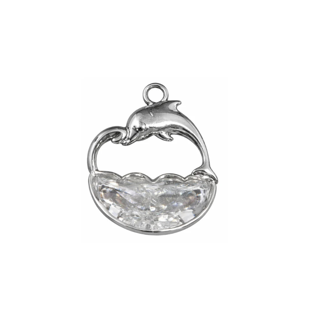 Stainless Steel | 16x15 mm | Transparent Dolphin Charm Style -03