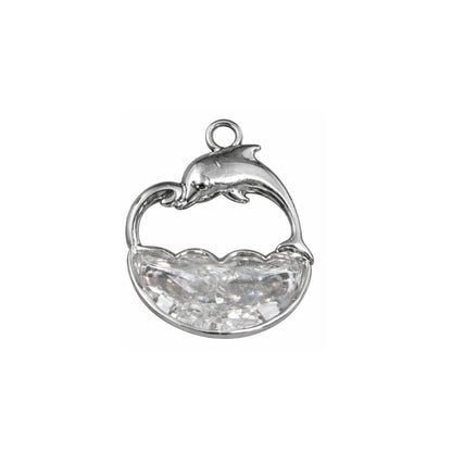 Stainless Steel | 16x15 mm | Transparent Dolphin Charm Style -03