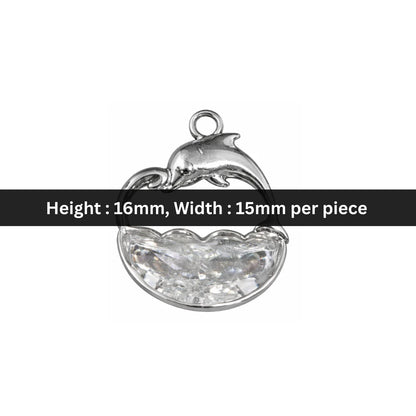 Stainless Steel | 16x15 mm | Transparent Dolphin Charm Style -03