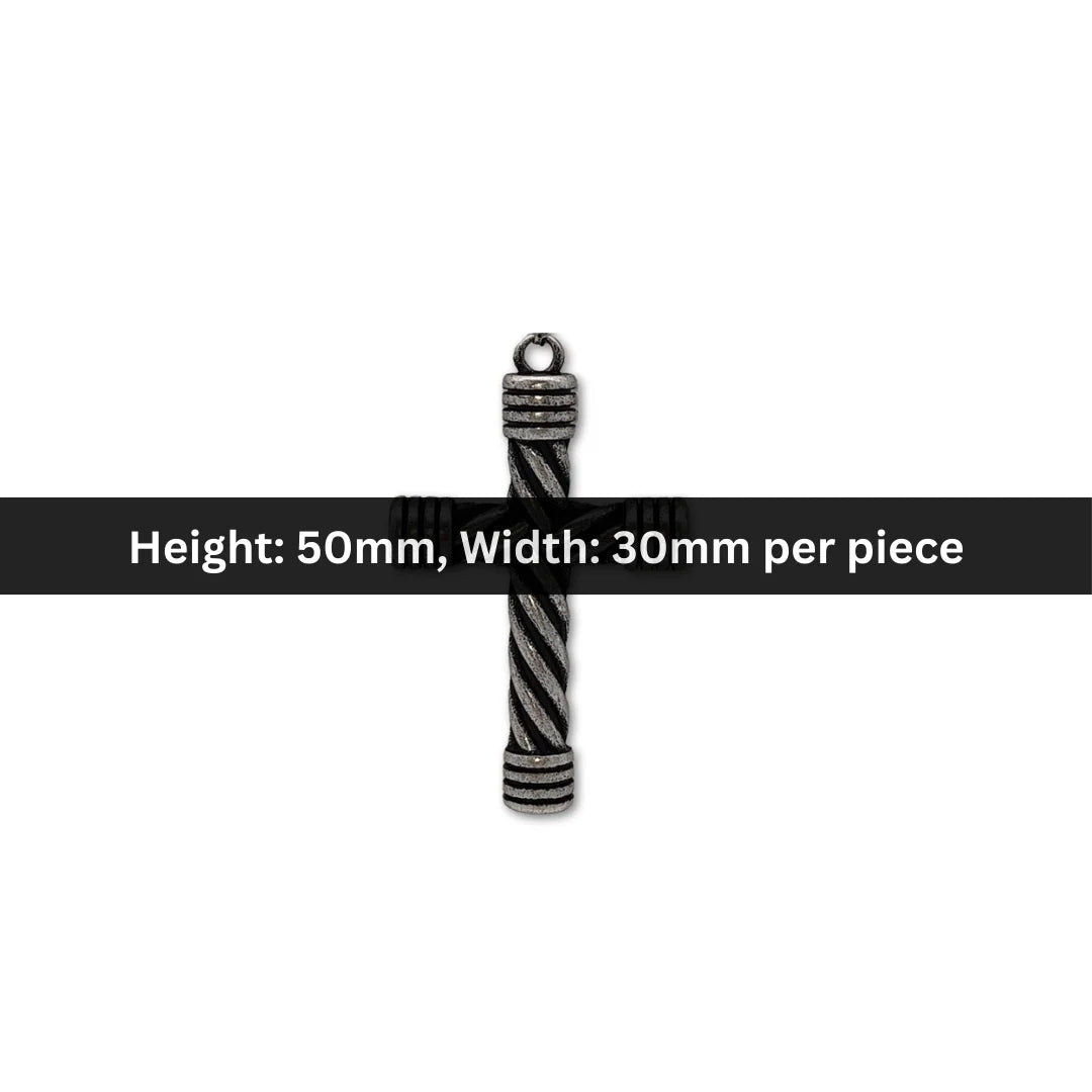Stainless Steel | 50x30 mm | Twisted Cross Charm