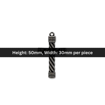 Stainless Steel | 50x30 mm | Twisted Cross Charm